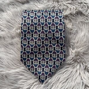 Oscar de la Renta Blue and Purple Patterned Tie